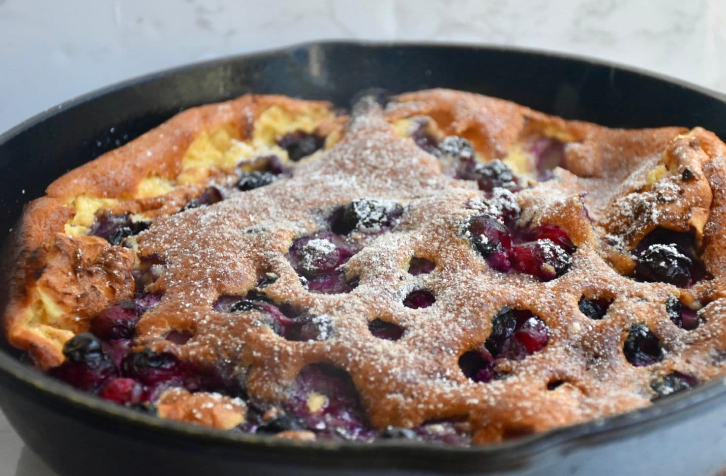 Sourdough Discard Blueberry Dutch Baby (Big-Rise Brunch in One Cast Iron Pan)